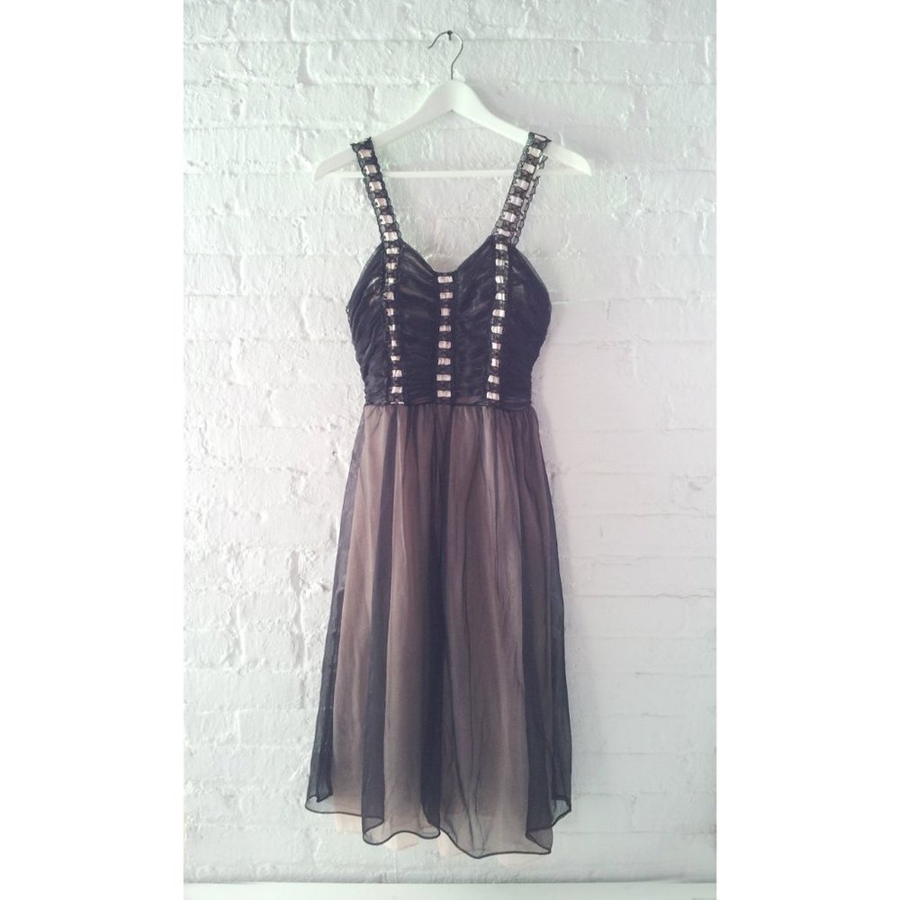 Black Pink Chiffon Slip Dress